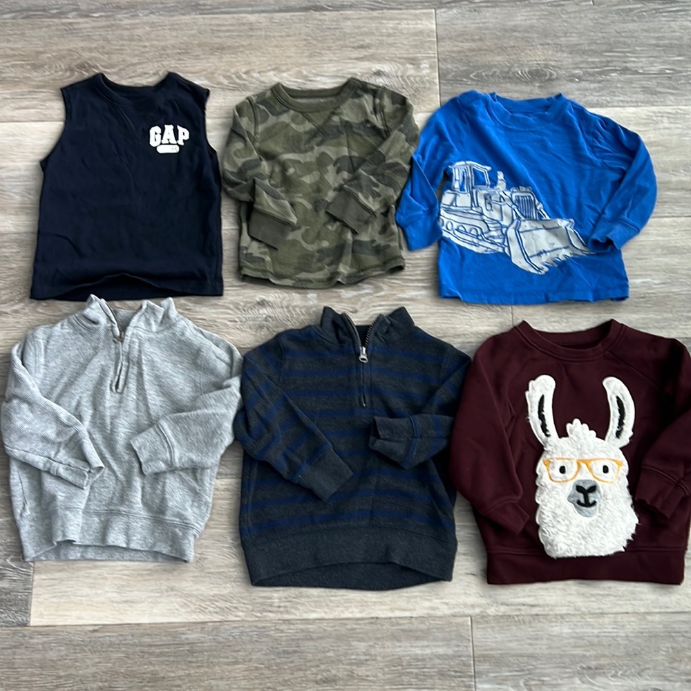 Lot of 6 boys tops tees tank long sleeve sweaters 18-24m